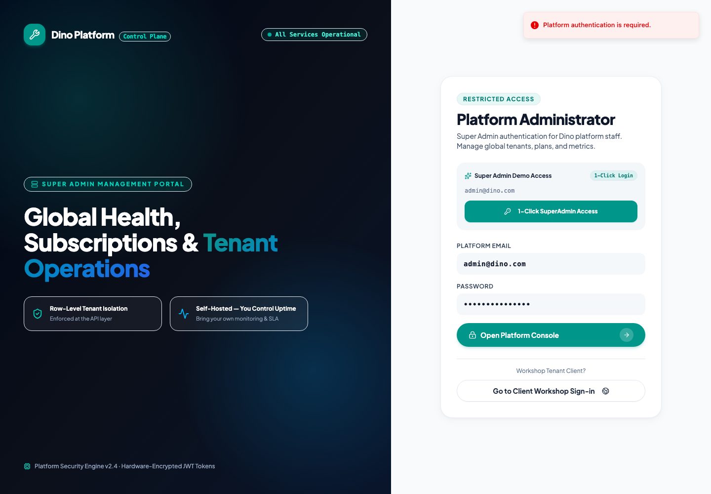 Dino Auto Repair SaaS landing page (desktop)