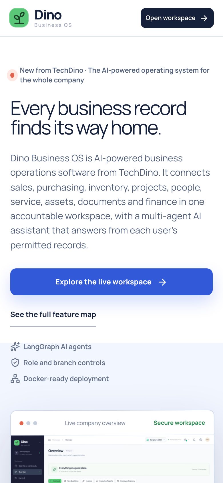 Dino Business OS on mobile