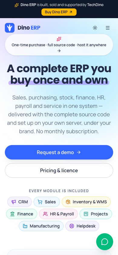 Dino ERP on mobile