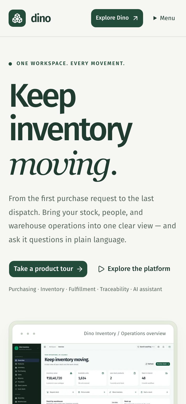 Dino Inventory on mobile