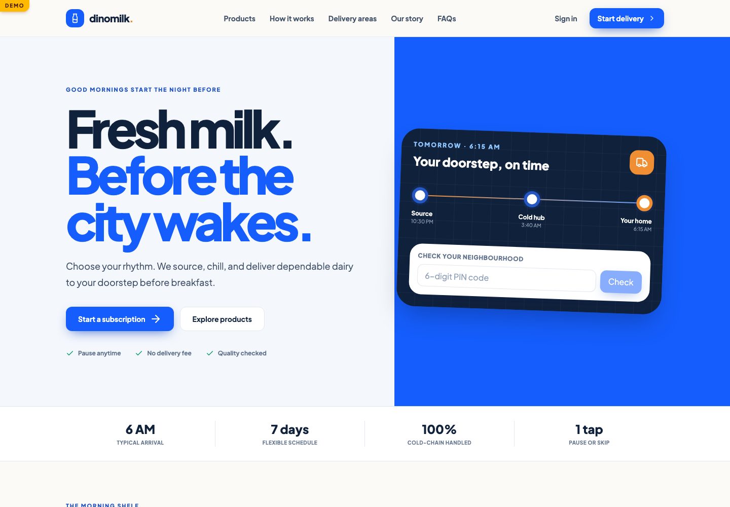 Dino Milk landing page (desktop)