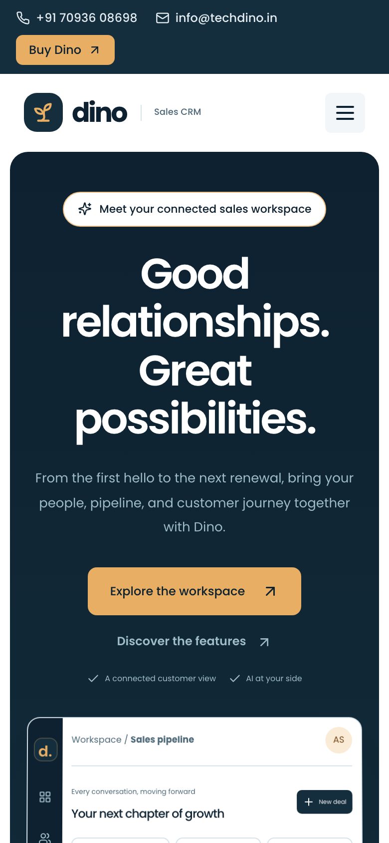 Dino Sales CRM on mobile