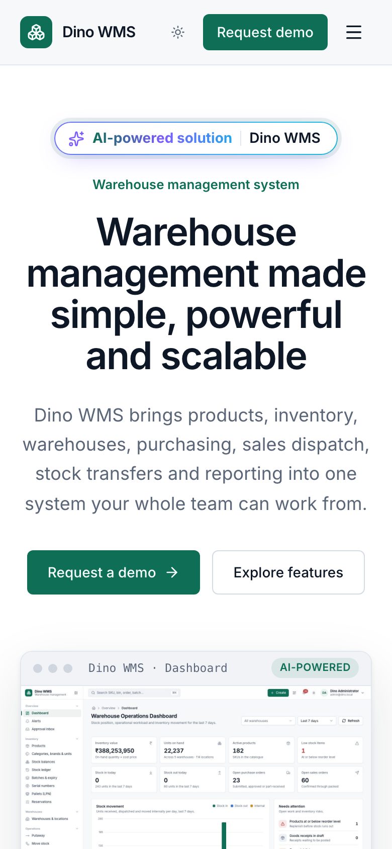 Dino WMS on mobile