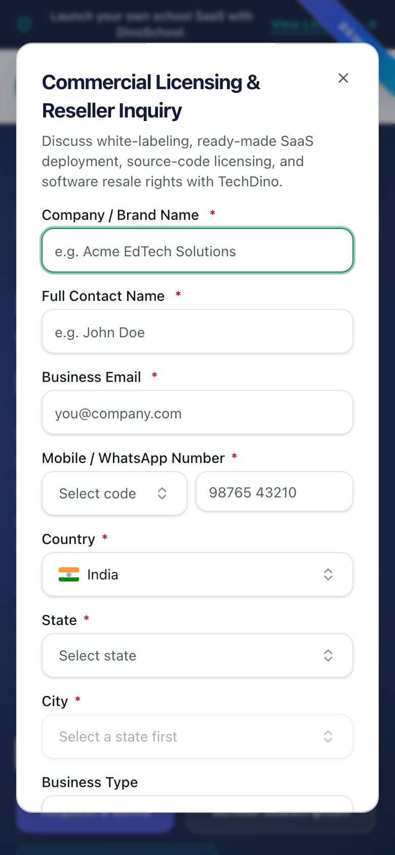DinoSchool SaaS on mobile