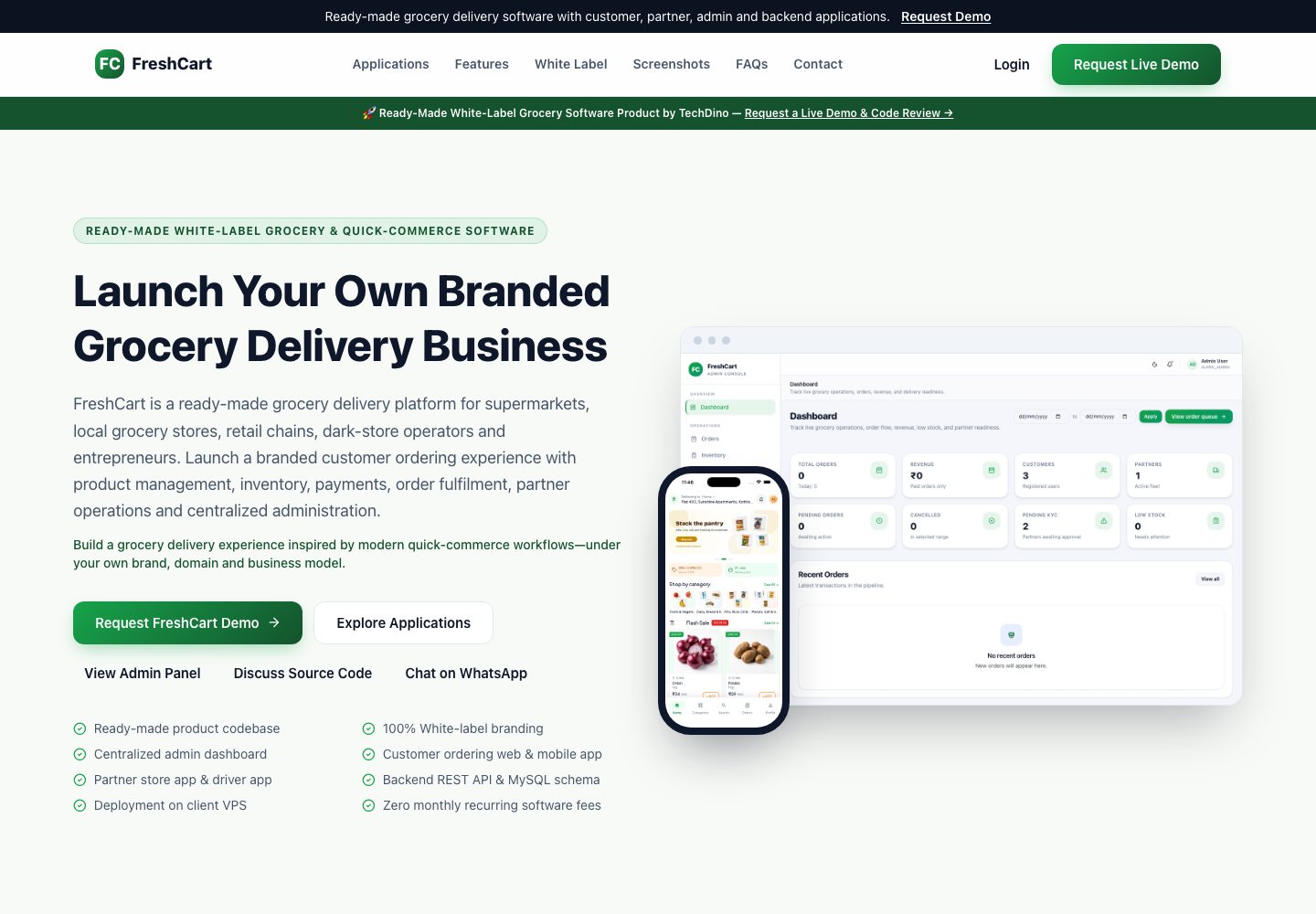 FreshCart landing page (desktop)