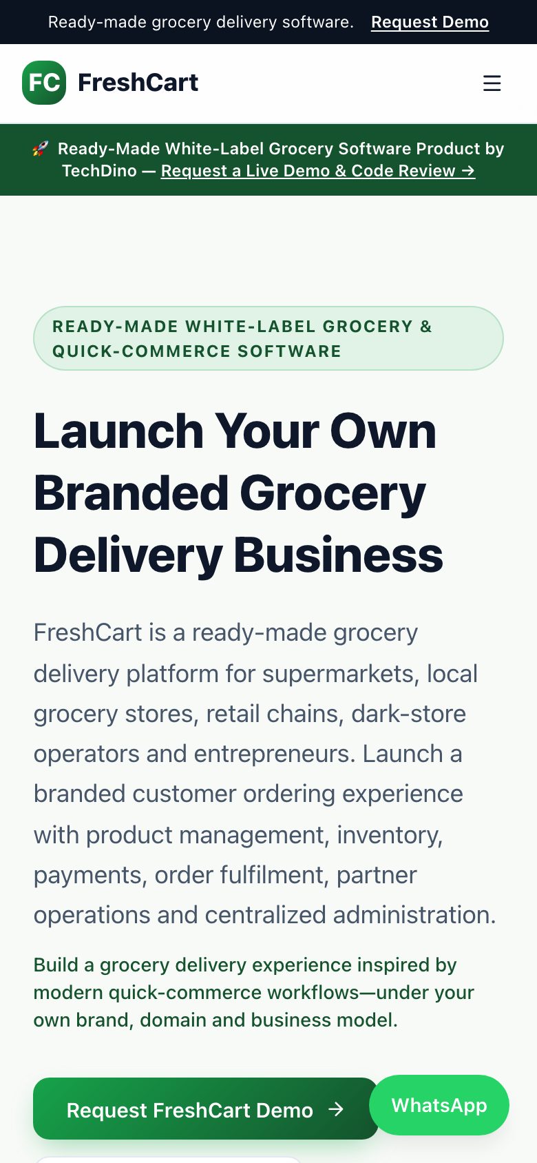 FreshCart on mobile