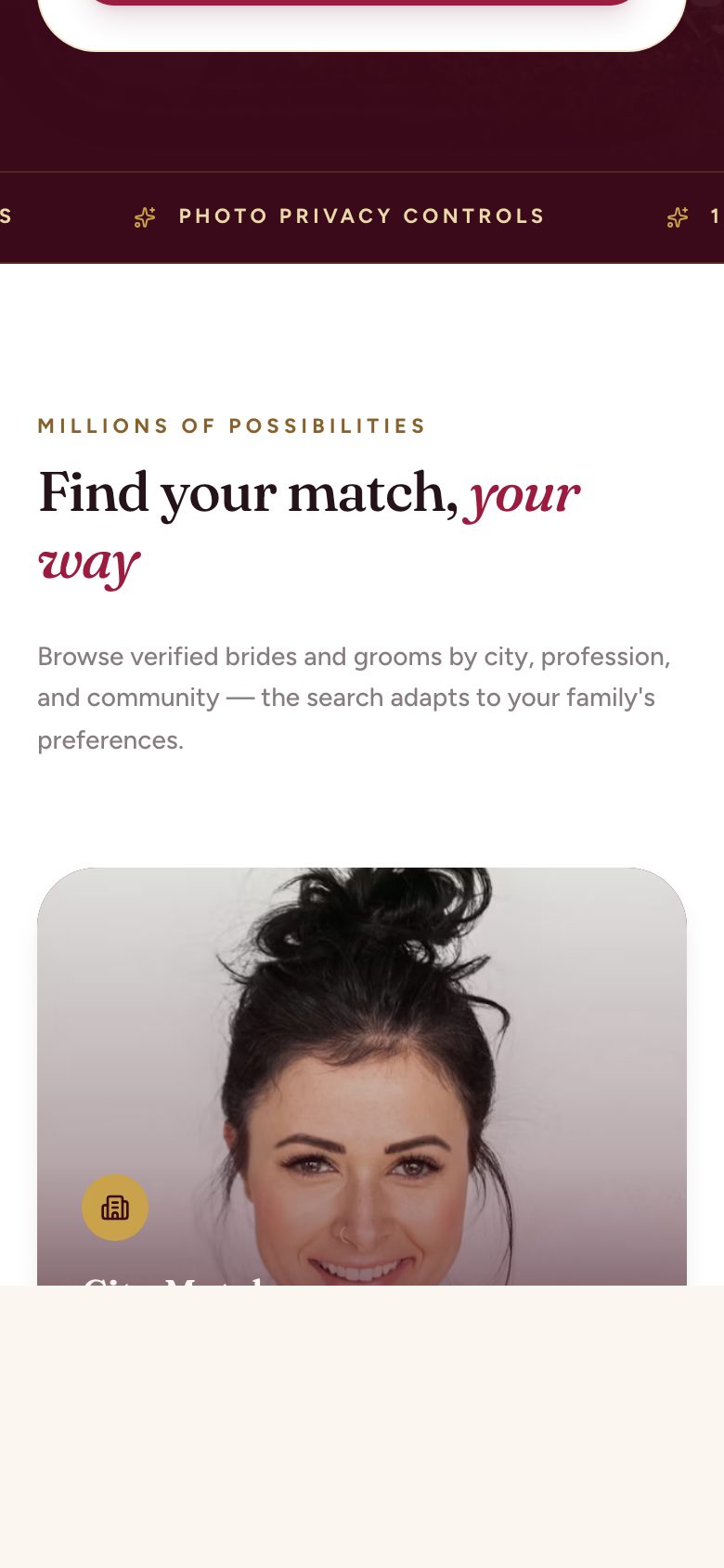 Matrimony App on mobile