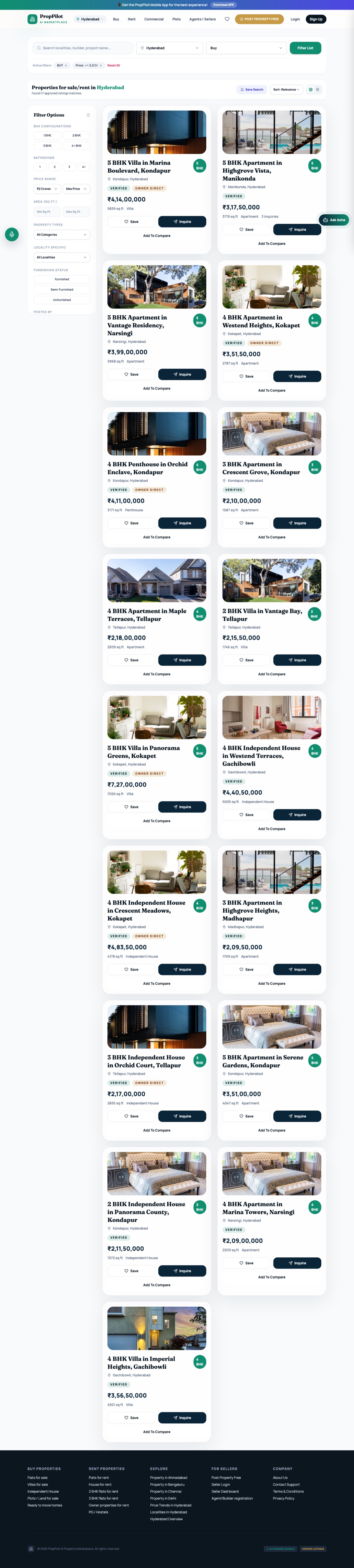 PropertyApp real estate marketplace landing page (desktop)