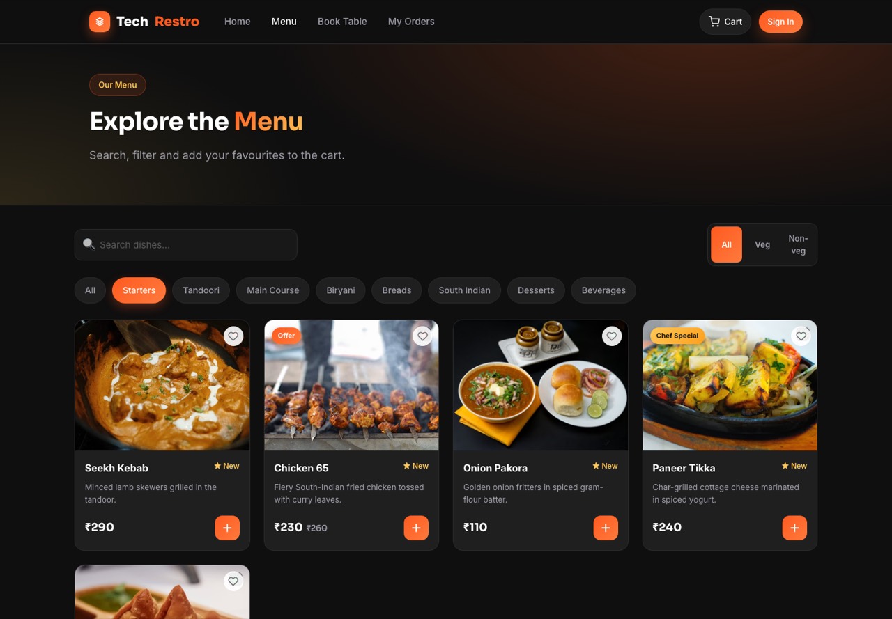 Restro item detail page (desktop)