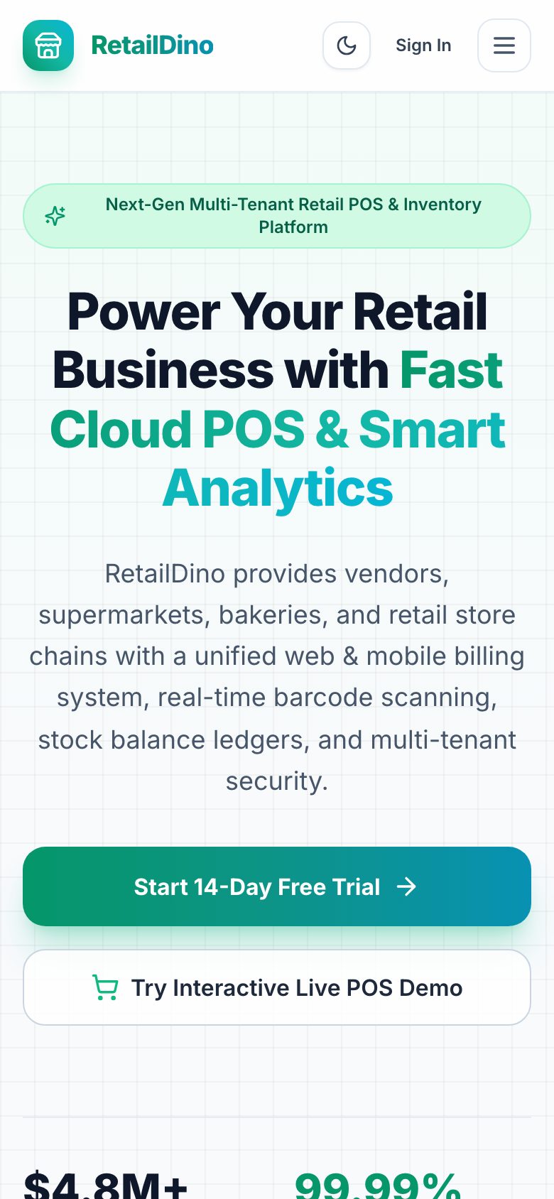 RetailDino SaaS on mobile