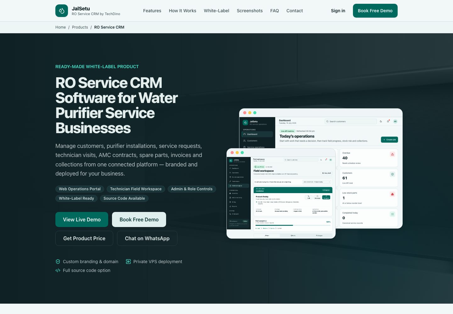 JalSetu landing page (desktop)