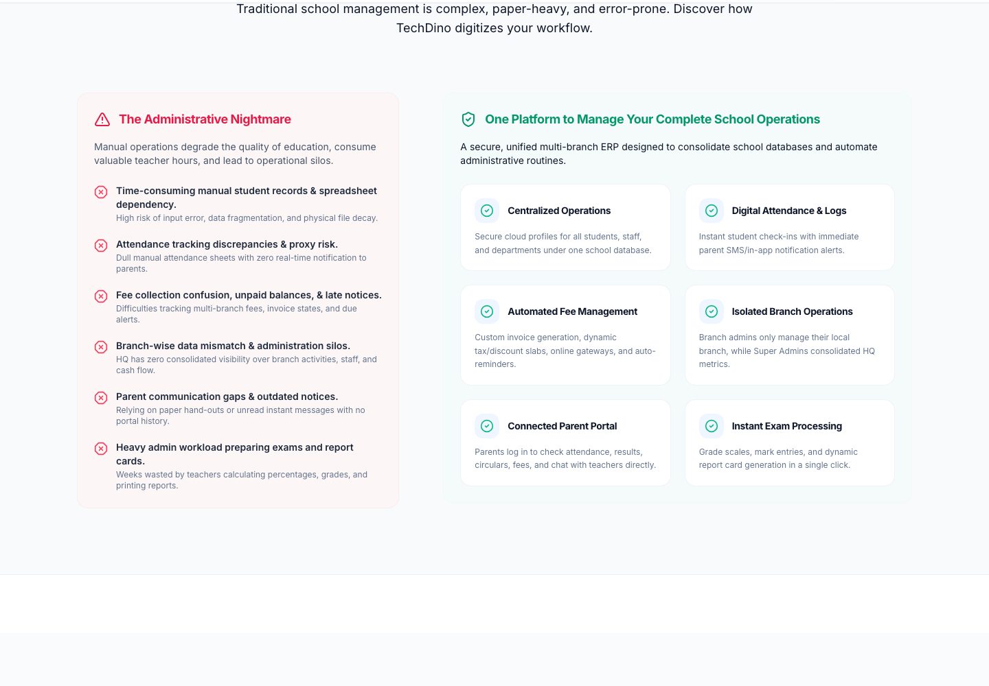 School App landing page (desktop)