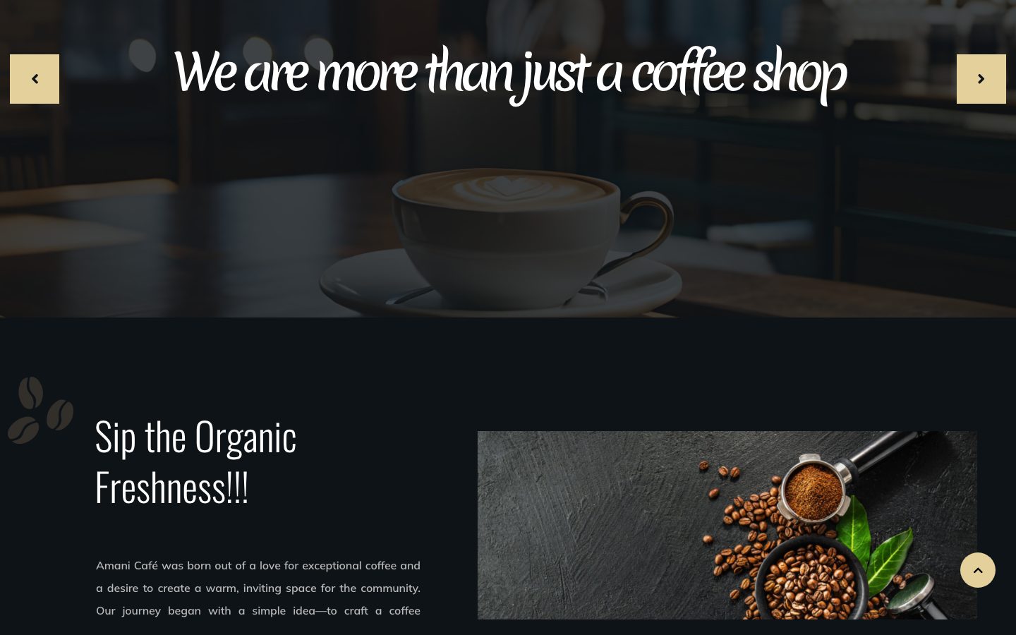 Amani Cafe — Cafe / Restaurant Website WordPress website homepage screenshot