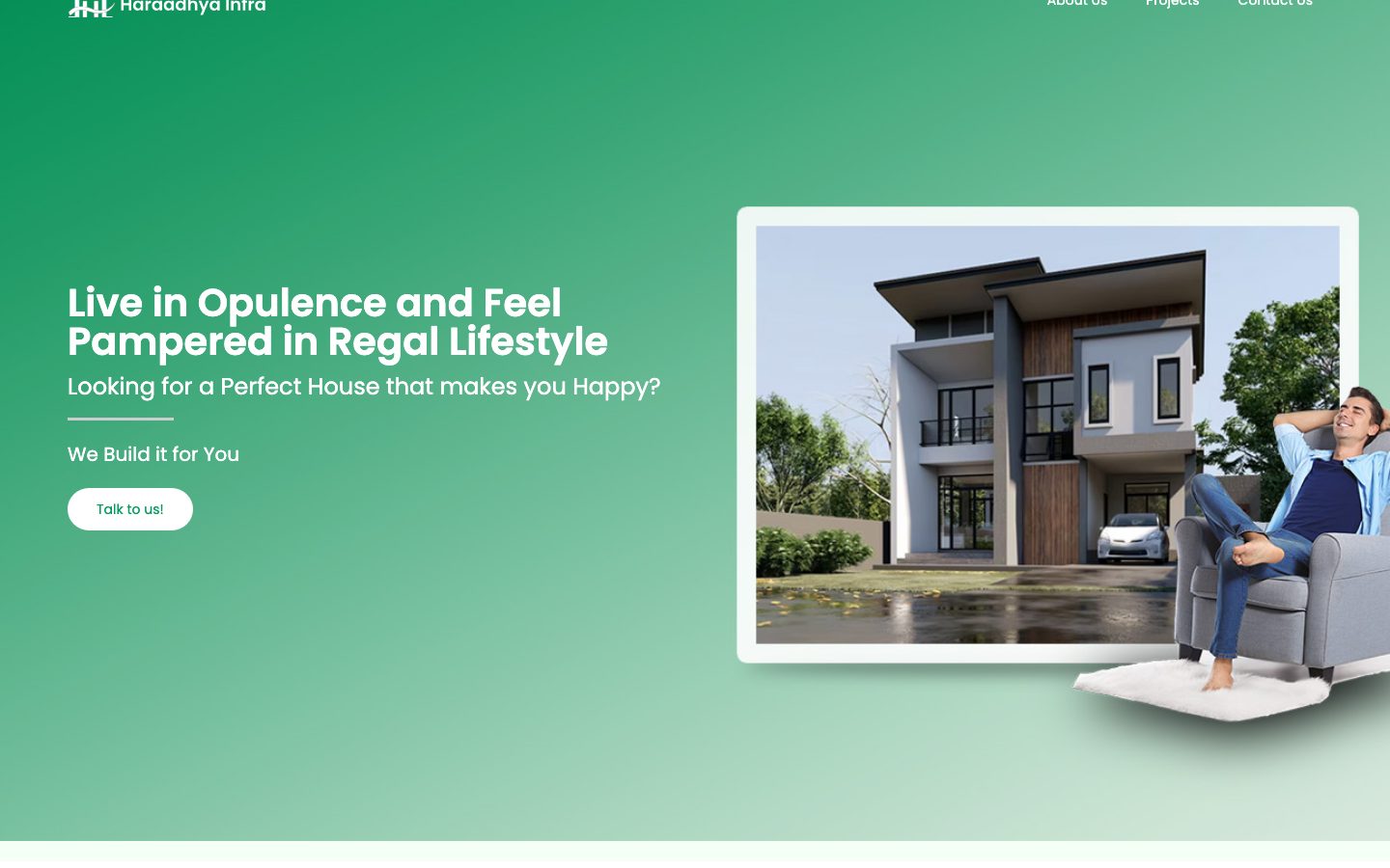 Haraadhya Infra — Real Estate / Infrastructure WordPress website homepage screenshot