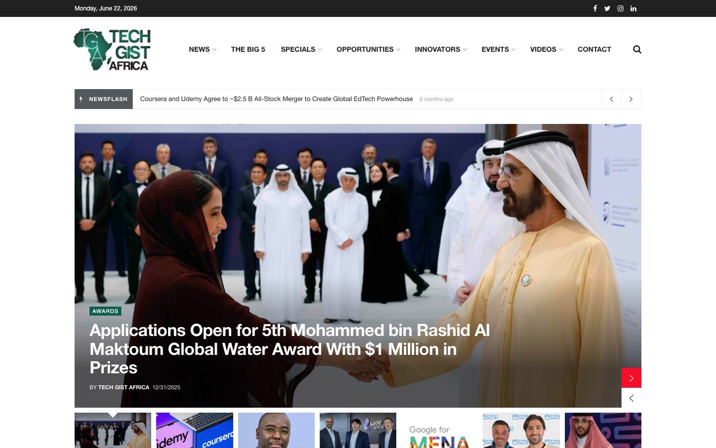 Techgist Africa — Media / Tech News WordPress website homepage screenshot