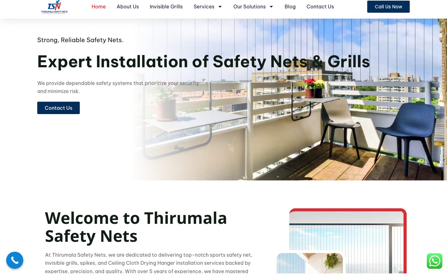 Thirumala Safety Nets — Safety Nets / Business Website WordPress website homepage screenshot