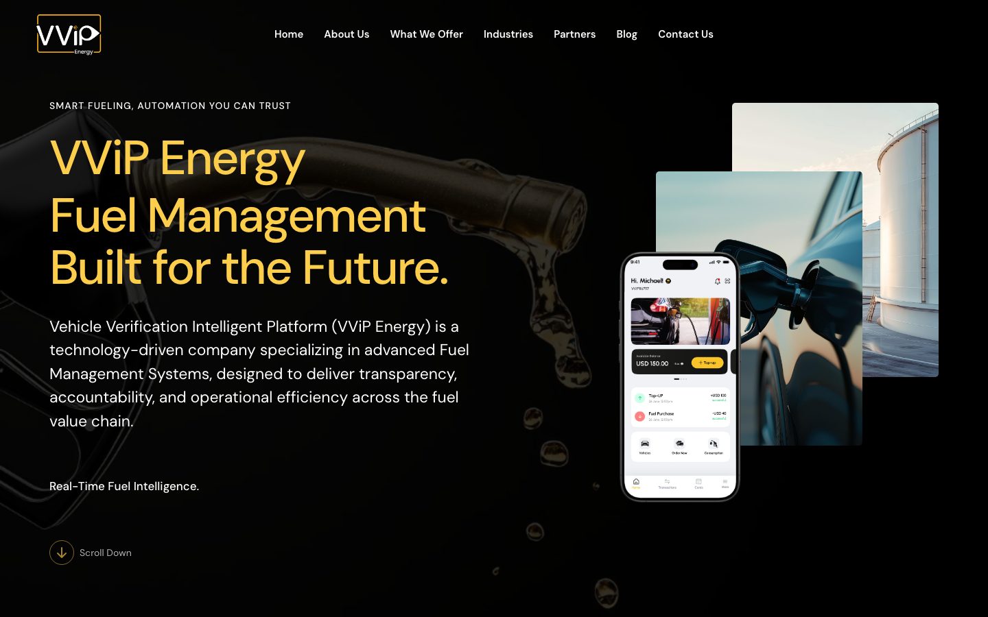 VViP Energy — Fuel Management Technology website homepage screenshot