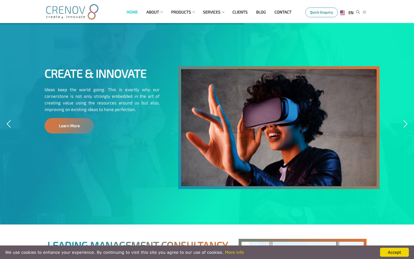 Crenov8 — Corporate / Consulting Website web application homepage screenshot