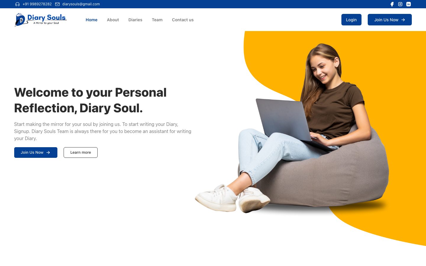 DiarySouls — Diary & Story-Writing Platform web application homepage screenshot