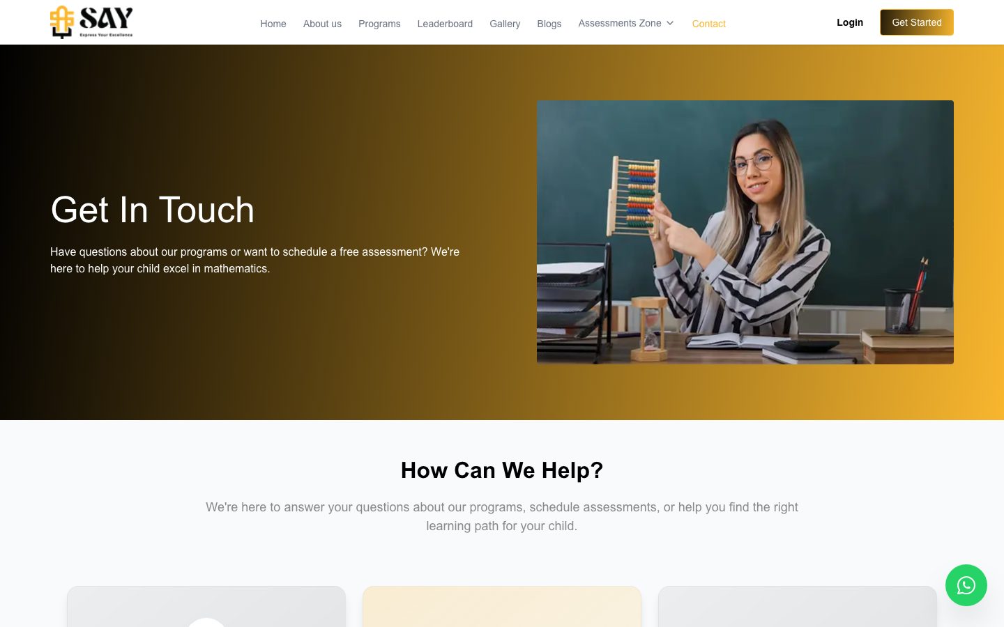 Say Abacus — Education / Web Application web application homepage screenshot