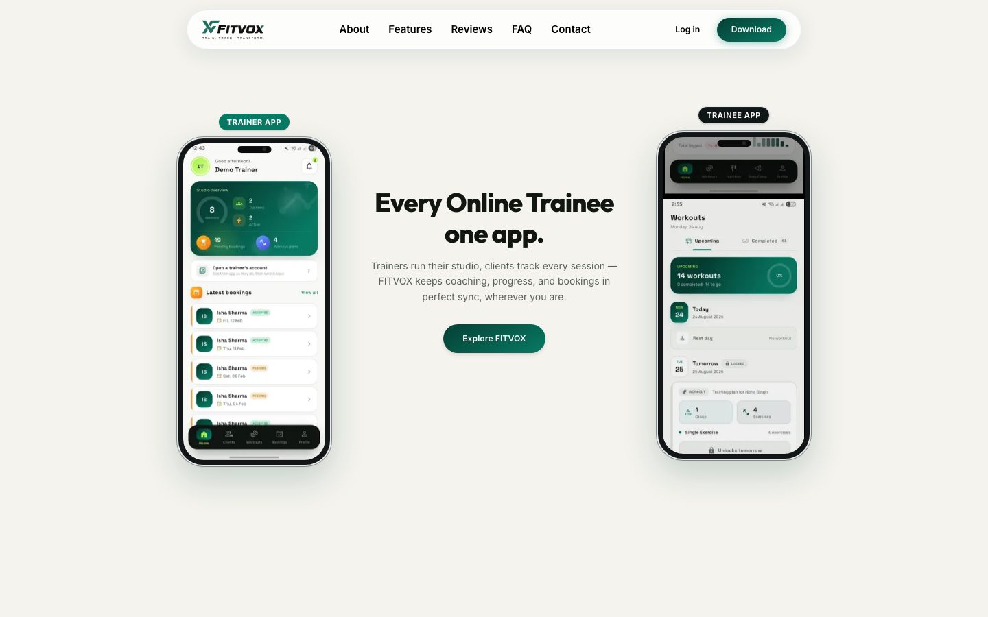 FITVOX — Fitness Coaching SaaS · AI screenshot