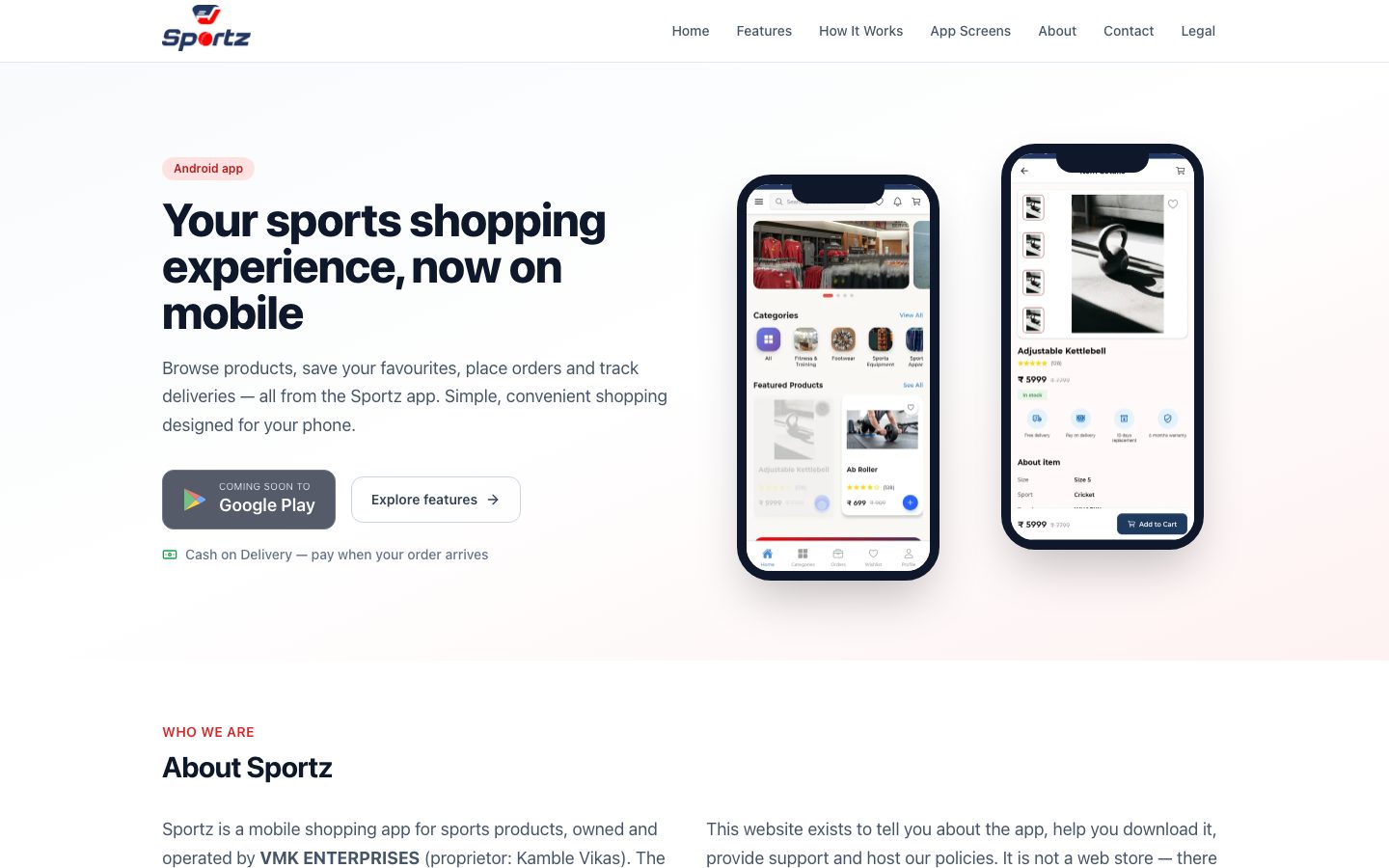 Sportz — Sports Ecommerce / Mobile Shopping App screenshot